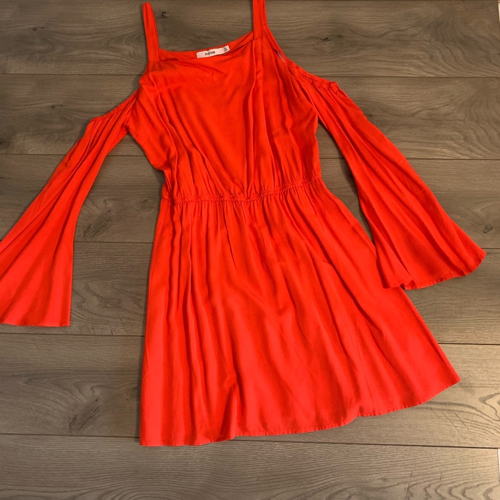 Bold Orange Cut-Out Sleeve Summer Dress – Size XL